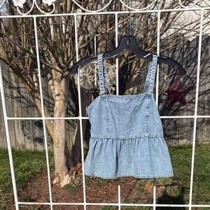 Celebrity Pink Light Blue Denim Smocked Tank